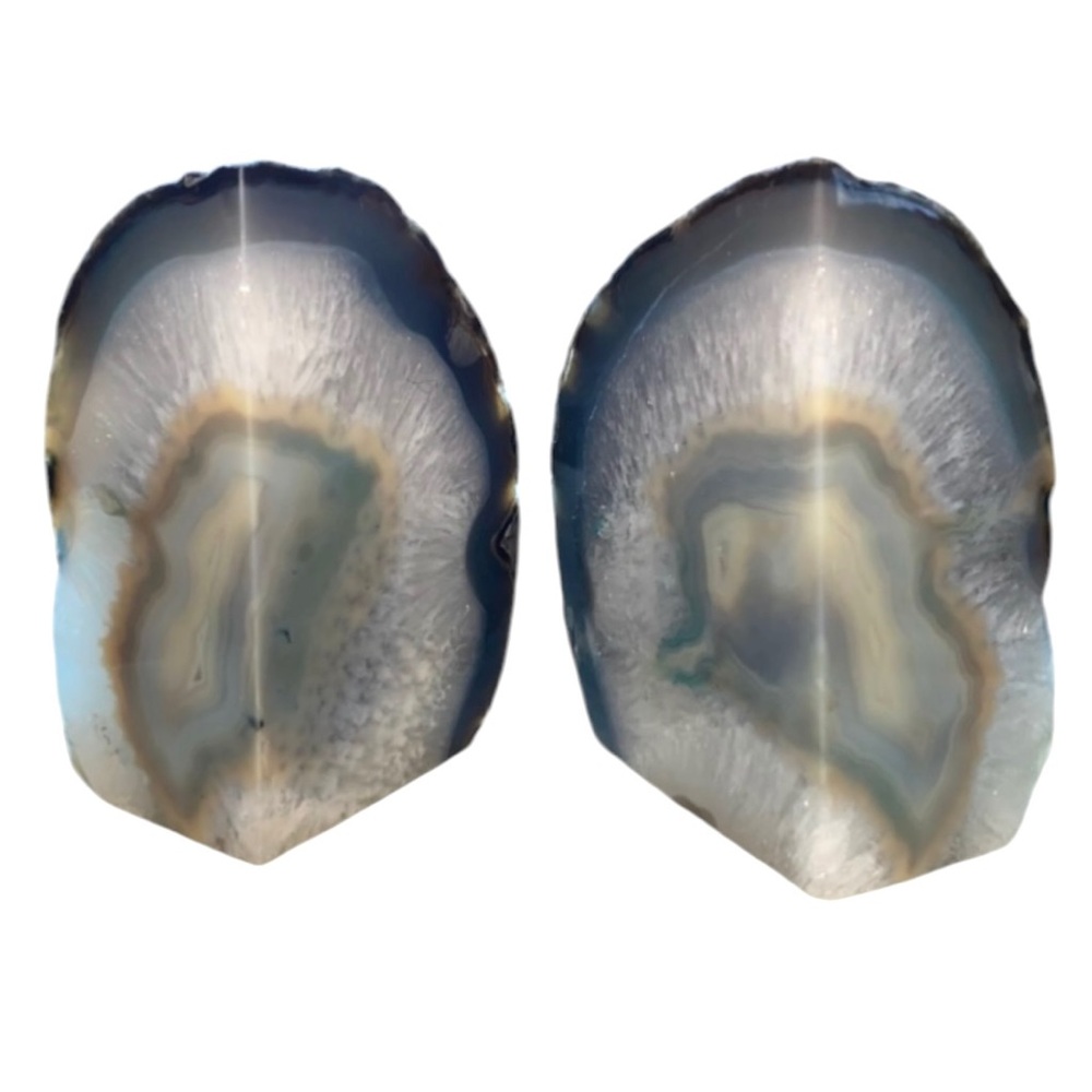 Agate Bookends Crystal Geode Natural Stone Book End 5”in